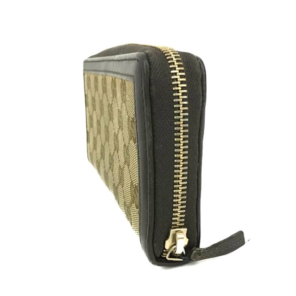 🏆💎💯 GUCCI Interlocking G GG Logo Canvas Leather Zip Around Long Wallet/ - Picture 3 of 7